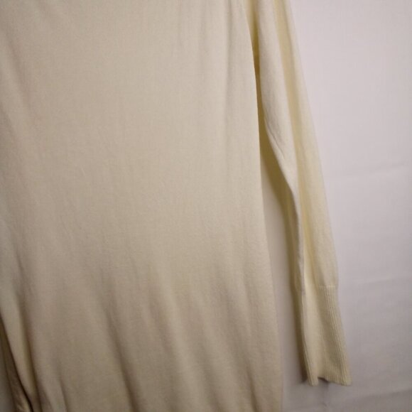 Guess Sweater Tunic Women L Long Sleeve Cowl Neck Zip Sides Off White - Picture 8 of 16